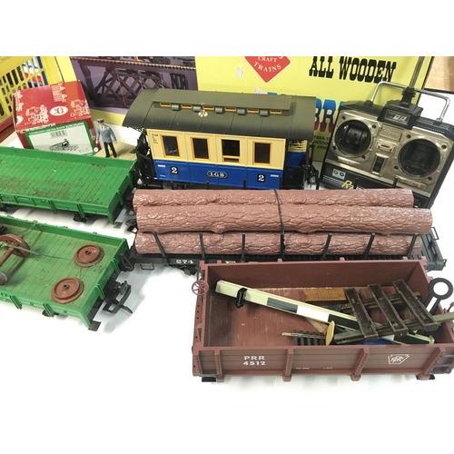 452 - A Collection of Loose G Gauge Wagons. Remote Control. A Boxed Aristo Bridge. And Accessories.(2).