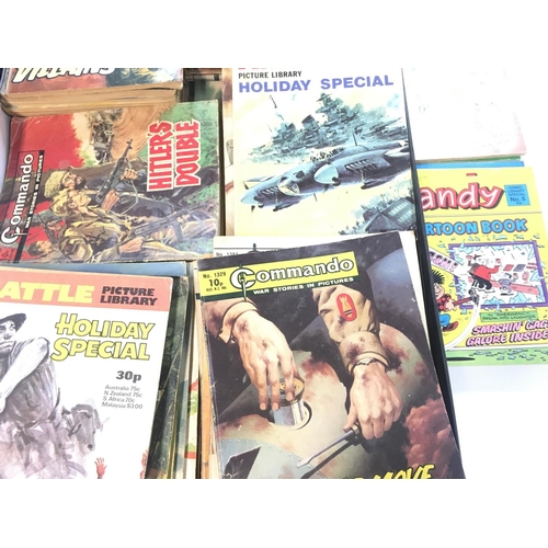 455 - A Box Containing A Collection of Commando Comics and Others.