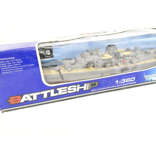 501 - A Boxed Heng Tai Remote Controlled Battleship #HT-3827. 1/360 Scale.