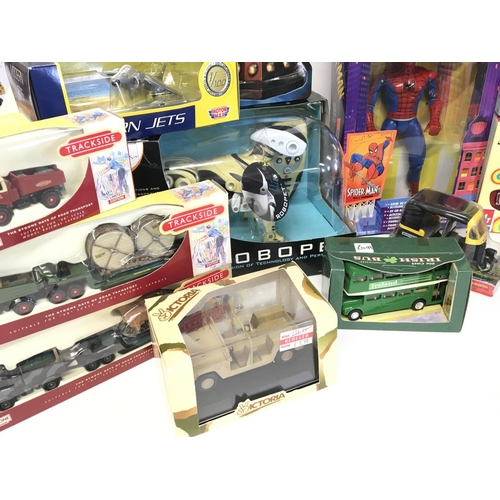 507 - A Collection of Various Boxed Toys Including Spider-Man. Trackside. Robo Pet and Various Diecast.