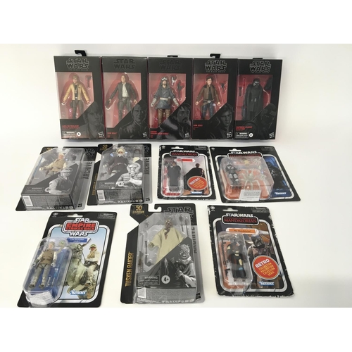 54 - Collection of various Star Wars figures including black series and retro collection.