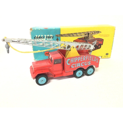 542 - A Boxed Circus Transporter With Giraffes #503 and a Chipperfields Circus Crane Truck. #1121.