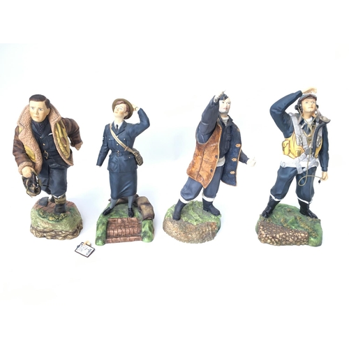 568 - 4 Ashmor Worcester commemorative figures. One with hand snapped and one with damaged finger. (3) . N... 