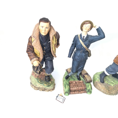 568 - 4 Ashmor Worcester commemorative figures. One with hand snapped and one with damaged finger. (3) . N... 