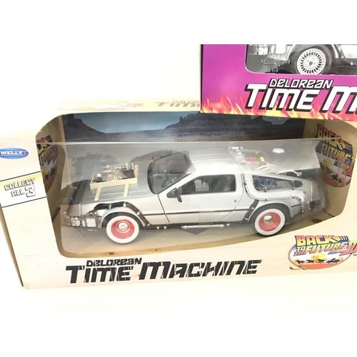 59 - 3 X Welly Toys Back To The Future Delorean Time Machines From all 3 Movies. 1:24 S Scale.