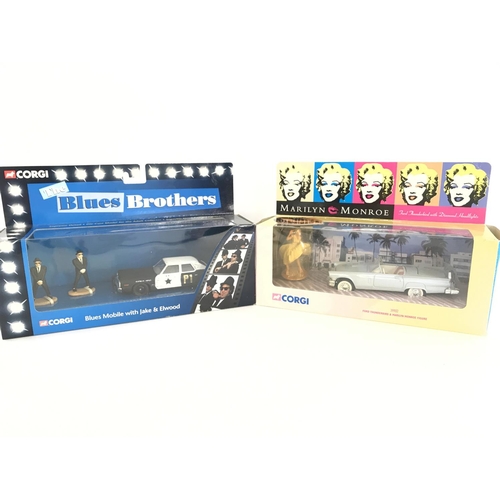 61 - A Boxed Corgi Blues Brothers Set #CC06001 and a Ford Thunderbird & Marilyn Monroe Figure #39902.