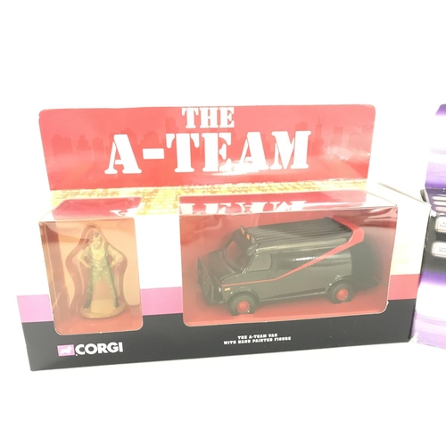 62 - A Boxed Corgi A-Team Van with Mr T Figure #CC87502 and a Knight Rider #CC05601.
