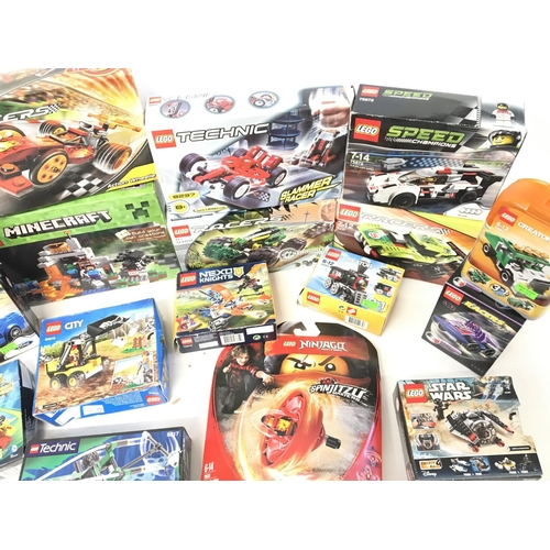 650 - A Collection of Various Lego Sets including Racers. Minecraft. Etc. Some sealed.