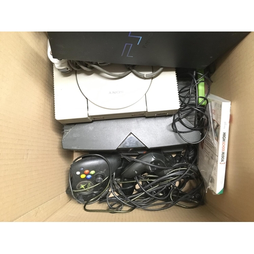 671 - A Box containing Gaming Consoles and a collection of P.C. And Ps2 Games.