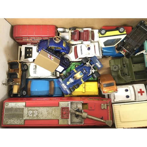 678 - A Box Containing a Collection of Playworn Diecast. Including Dinky. Matchbox. Corgi etc.