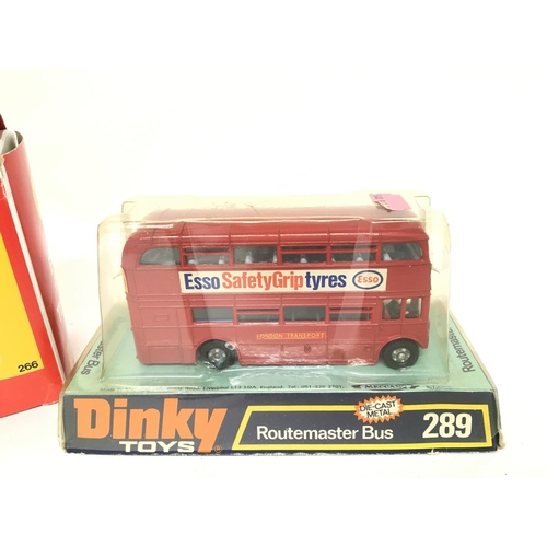 700 - A Boxed Dinky E.R.F. Fire Tender #266 and a Routemaster Bus #289.