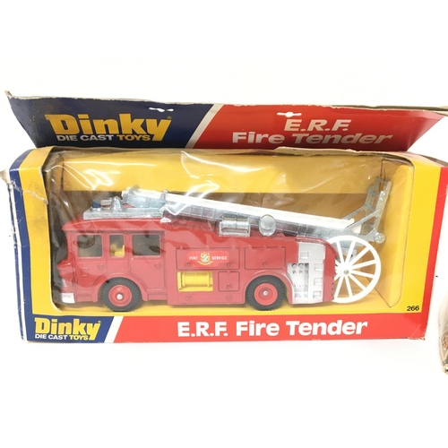 700 - A Boxed Dinky E.R.F. Fire Tender #266 and a Routemaster Bus #289.