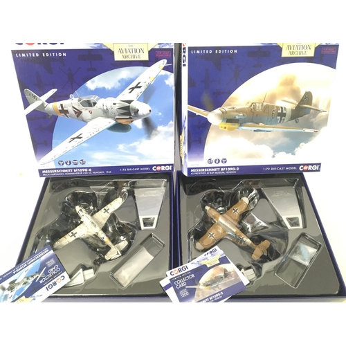 773 - 2 X Boxed Corgi Aviation Archive Aircraft 1:72 Scale. A Messerschmitt BF109G-6 #AA27101 and a Messer... 