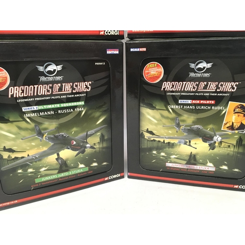 799 - 4 X Boxed Corgi Predators Of the Skies. A Grumman Avenger. A Grumman Hellcat F6F-3. A Junkers Ju87D-... 