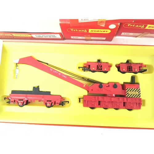 839 - 2 X Boxed Tri-Ang. Hornby Breakdown Cranes #R.739 and 4 X Articulated Car Carriers with Mimx Cars.#R... 