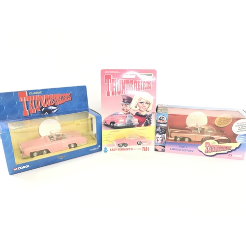 85 - 3 X Thunderbirds Fab 1s including Matchbox. Corgi and a 40th Anniversary. Boxed.