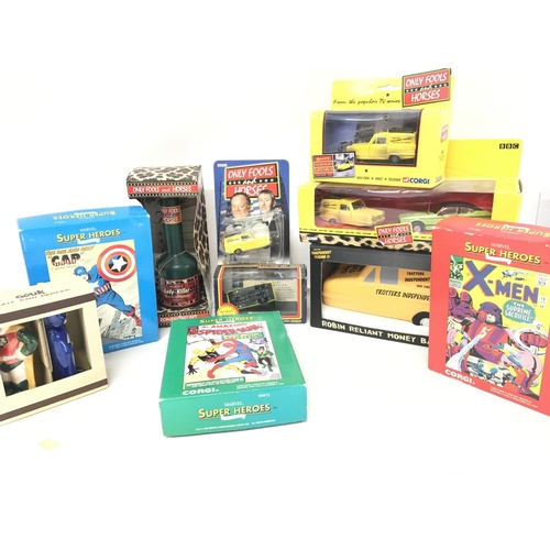 867 - A Box Containing a Collection of Corgi Marvel and Only Fools and Horses Items.