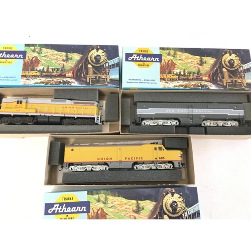 887 - 3 X Boxed Athearn HO Locomotives. Including Union Pacific and New York Central.