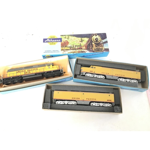 888 - 3 X Boxed Athearn HO Gauge Locomotives. Including Union Pacific.