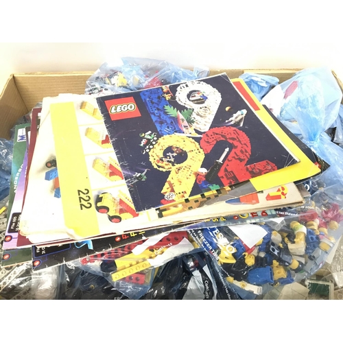 907 - 2 X Boxes Containing Vintage Loose Lego With A Collection of Manuals.(2). Approx 12 kilos.