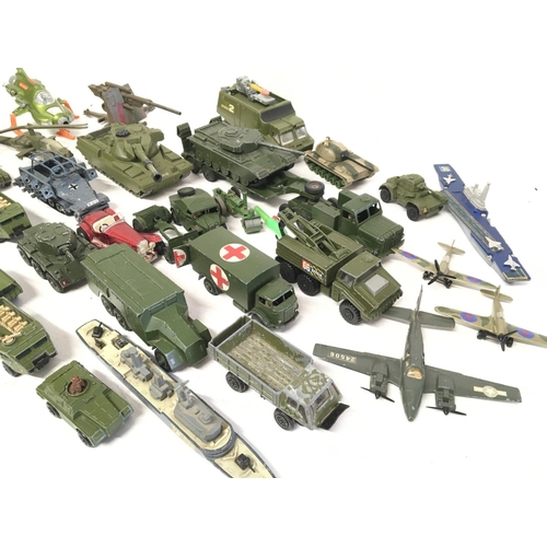 910 - A Collection of Various playworn Diecast Including Dinky. Corgi. matchbox.mostly Military.