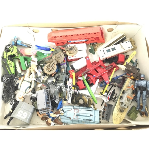 911 - A Box Containing Various Vintage Playworn Toys. including Jurassic Park. Ghostbusters.Stingray Etc.