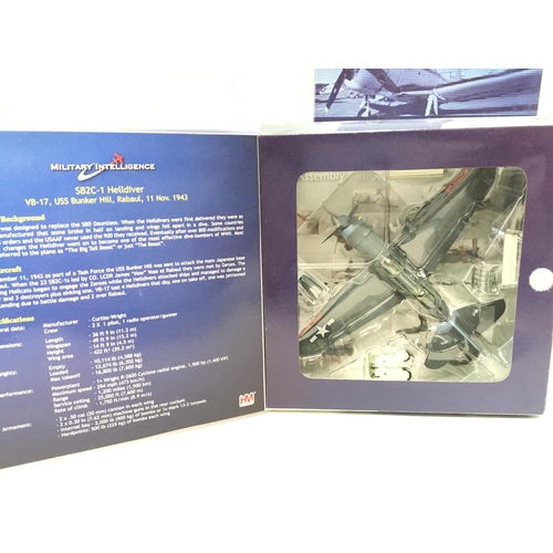 922 - 4 X Boxed Hobbymaster 1:72 Scale Aircraft. A SB2C #HA2201. A Douglas A-24 Banshee. #HA0164 A Nakajim... 