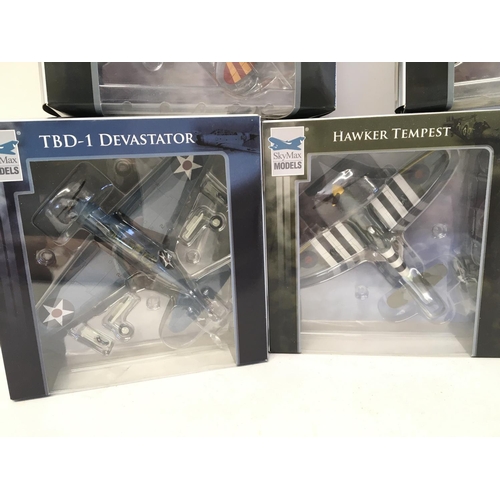 932 - 5 X Boxed Sky Max Model Aircraft. 1:72 Scale. Including 2 X AICHI D3A. 2 X TBD-1 Devastator. And A H... 