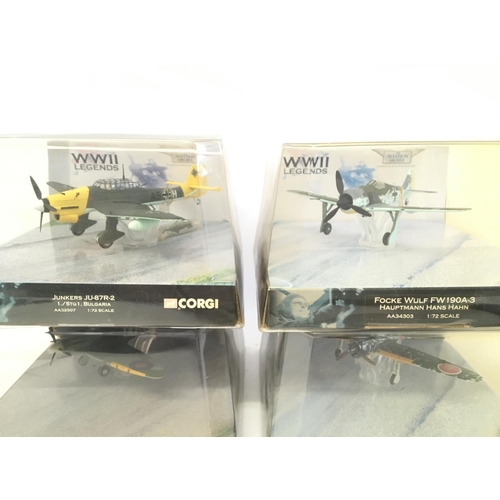 938 - 4 X Boxed Corgi WWII Legends. 1:72 Scale. #S AA32507. AA34303. AA31909 and AA33105.