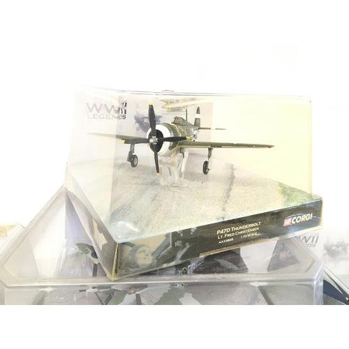 940 - 4 X Corgi Corgi WWII Legends Diecast Aircraft. #S AA32207. AA32810. AA33007 and AA33809. All 1:72 Sc... 