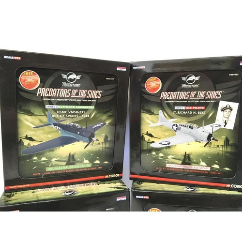 942 - 4 X Boxed Corgi Predators Of The Skies. 1:72 Scale. 2 X Douglas Dauntless #s PR99417. PR99405 and 2 ... 