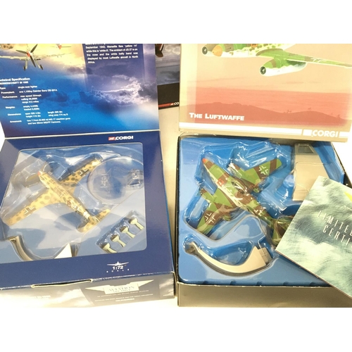 954 - 4 X Boxed Corgi Aviation Archive Diecast Models. Including a Messerschmitt BF-109 E #49204. A Hawker... 