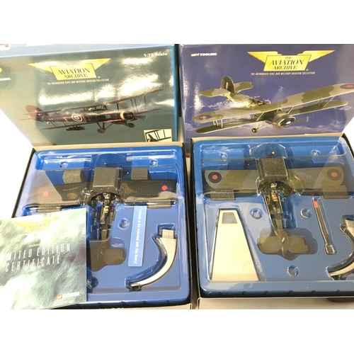 955 - 4 Boxed Corgi Aviation Archive Diecast Model Aircraft. A Fairey Swordfish III #AA36304. A Foke-Wolf ... 