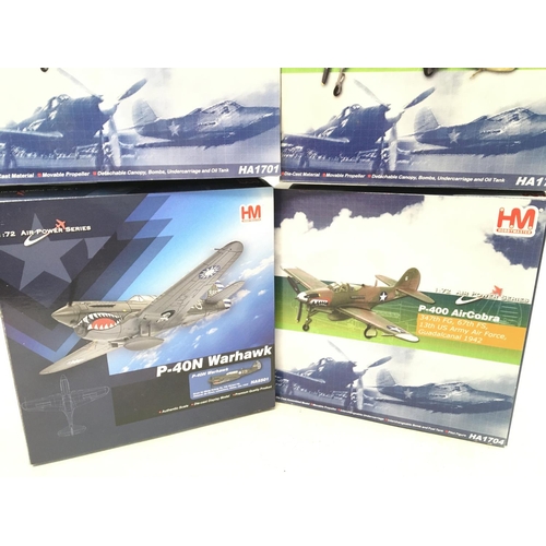 973 - 4 X Boxed Hobby Master Aircraft 1:72 Scale. A Warhawk P-40N. A P-400 Air Cobra. A P-39q Air Cobra an... 