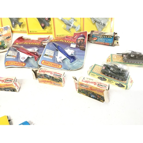 997 - A Collection of Carded Super Wings. Matchbox Sky Busters and others. Boxes and Cards worn.