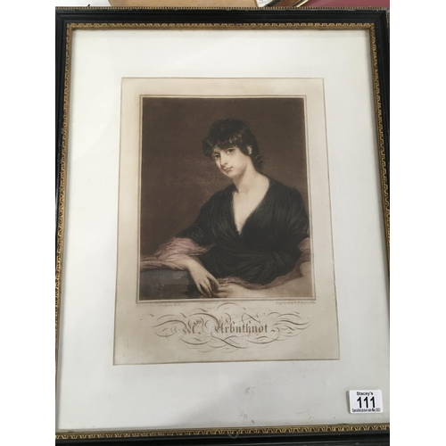 111 - A framed coloured Engraving a half length portrait Engraved by SW Reynolds original painting by J Ho... 