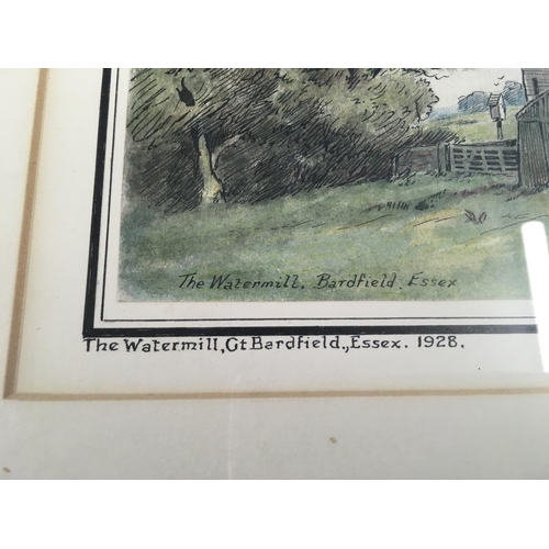 120 - A pair of H.J.Reynolds 19th Century ink and watercolours, views of Essex  Bardfield and Finchingfiel... 