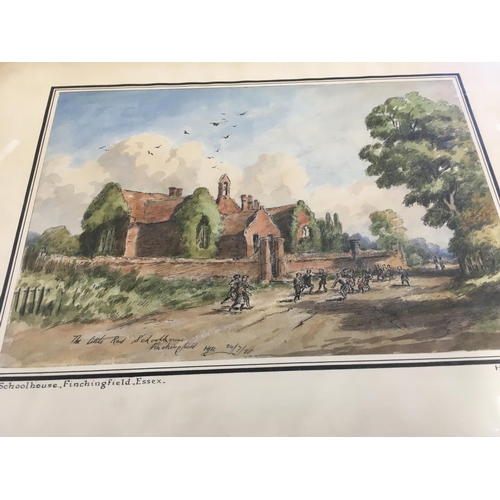 120 - A pair of H.J.Reynolds 19th Century ink and watercolours, views of Essex  Bardfield and Finchingfiel... 