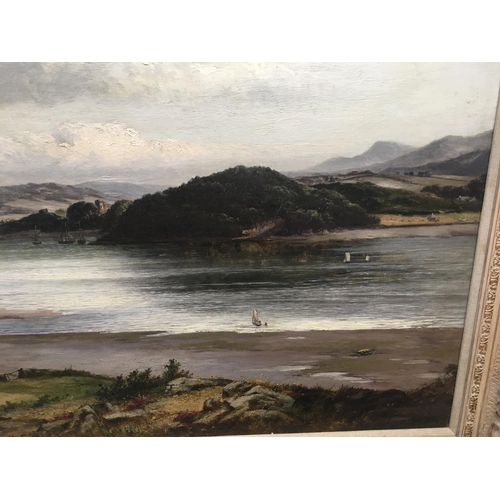 130 - A  large framed oil on canvas, William Vernon costal view 102 cm by 76 cm .