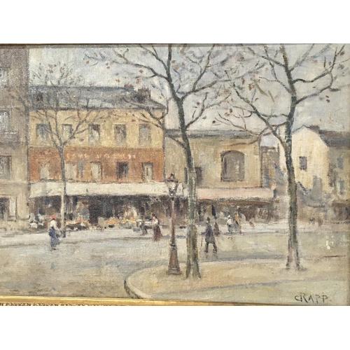 173 - An interesting framed oil painting on canvas a French street scene of French impressionist influence... 