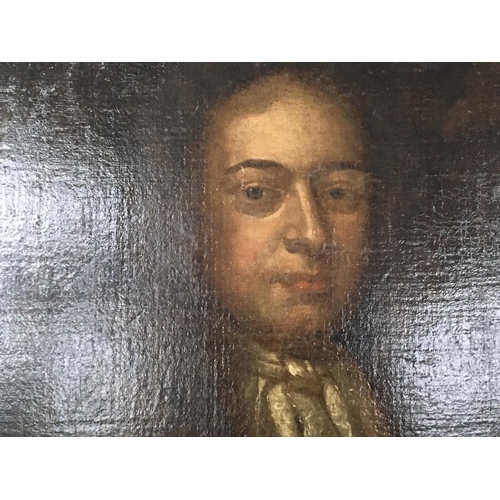 175 - A framed oil painting on canvas an 18th century portrait on canvas presumed to be Sir Thomas Ambrose... 