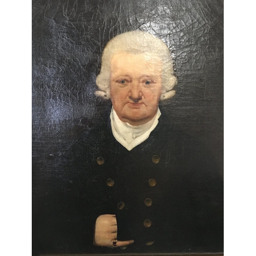 19 - A late 18th century oil painting on canvas unframed  portrait of a Gentleman.  45x35cm The reverse w... 