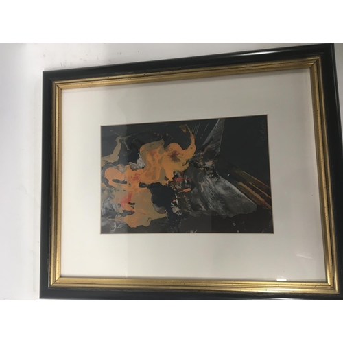 213 - A framed contemporary painting by Bernard Rooke with railed layers of acrylic paint. Signed lower ri... 