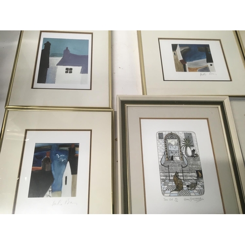 224 - A collection of framed modern and contemporary prints signed in pencil by the artists. (6)