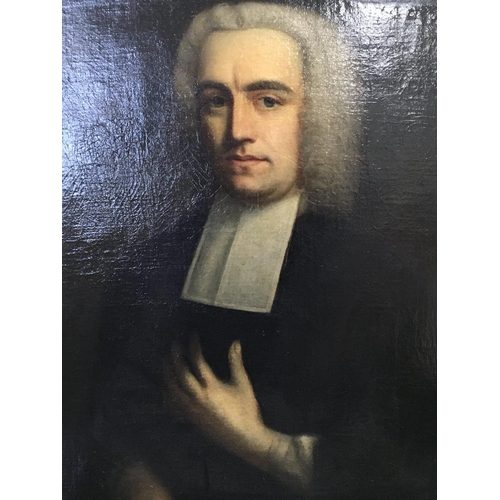 31 - A late 18th or early 19th century gilt framed oil painting  portrait of a clergyman. Unsigned and un... 
