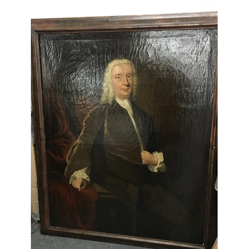 36 - A large framed 18th oil painting on canvas half length portrait of a Gentleman painted in the style ... 