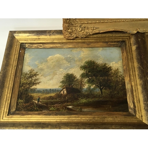 64 - A collection of six framed oil paintings unsigned and unattributed including a pair of rural landsca... 