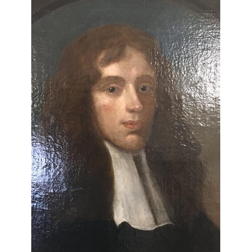 80 - A framed early 18th century portrait. Possible Thomas Mills. Bishop  (1671-1740) the paging relined ... 