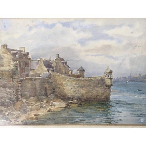 94 - Three framed watercolours a study of the old Quay de la Marine Dieppe and two others unsigned and un... 