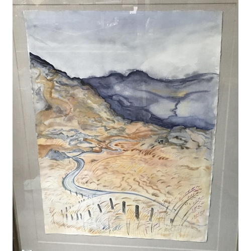 251 - Pauline Bewick RHA, contemporary, watercolour On hand made paper, titled The Road to the Black Valle... 